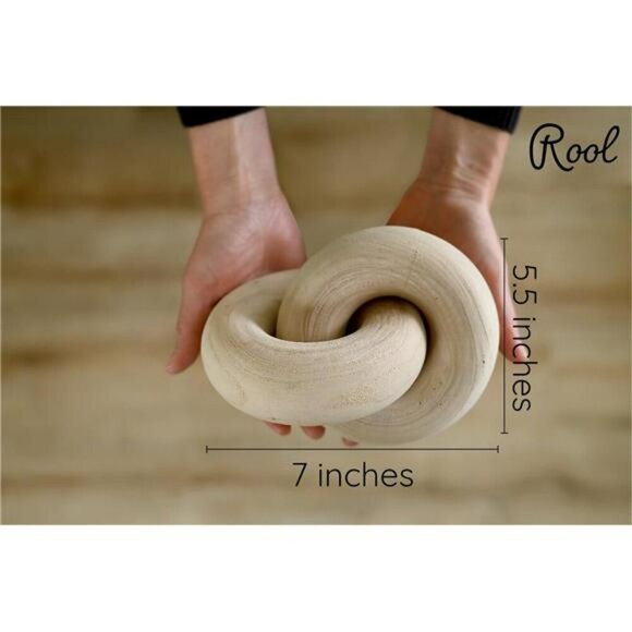 Wood Knot Chain Link Decor Beige Coffee Table Shelf Console Accent Modern - Picture 3 of 6